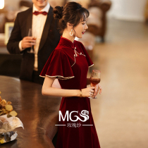 Red qipao toast to bridal gown 2021 new back door engagement gown dress with dress lady Summer little child