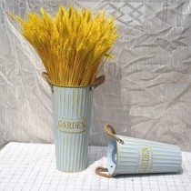 Gold Wheat Ears Living Room Pendulum with dried flowers bouquet Opening barley Living room Field Garden Decorative Pendulum with flower arrangement True flowers