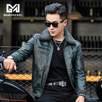 Winter thickened Haining leather mens leather down jacket turned wool collar plus cotton leather jacket sheep leather down jacket tide