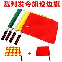 Traffic two-color guide red hand handshake railway naval signal flag with pole holding order white flag referee