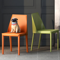 Home dining chair Italian minimalist saddle leather chair Industrial style restaurant backrest chair Simple ergonomic dining table chair