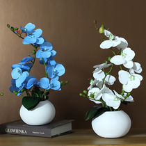 Fresh and emulated butterfly orchid fake floral flower art suit swinging piece living-room TV cabinet table decoration Juan flower pot planting