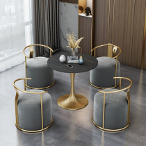 Italian-style slate small round table modern minimalist coffee table reception negotiation table and chair combination leisure area one table and four chairs