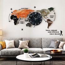 Simple map clock wall clock living room home fashion modern creative personality atmosphere Nordic silent clock hanging wall
