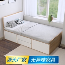  Custom solid wood tatami single bed Childrens bed Bedroom small apartment simple one meter two high box storage drawer bed