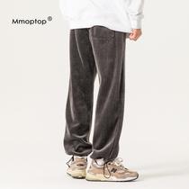 MMOPTOP corduroy pants trend casual pants mens autumn and winter loose Tide brand sports draw rope leg trousers