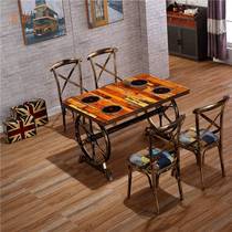 Hot pot table and chair induction cooker integrated self-service barbecue barbecue kebab shop one person one pot Malatang rectangular table chair set