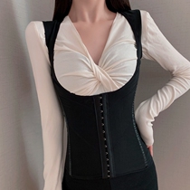 Body-shaping jumpsuit 2021 autumn and winter New breasted waist U-shaped vest chest vest vest vest woman