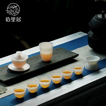 White porcelain Kung Fu tea set Home office handmade tea bowl teacup Sheep fat jade ultra-thin tire gift box