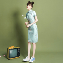 New cheongsam 2021 new small man improved young girl elegant retro everyday dress summer