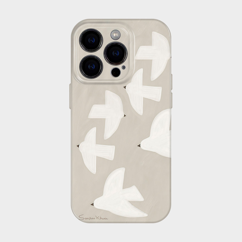 Style 131 — White Bird iPhone18proiPhone17 mobile phone protective case16 — Girls 160+ - Graffiti Cat & Yellow Banana iPhone