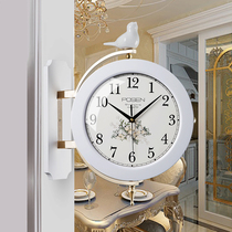 Double-sided wall clock European creative table living room silent clock two-sided clock modern simple personality ceramic bird Wall watch