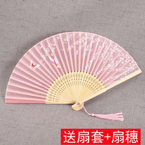  Ancient style silk folding fan Chinese style ladies classical dance performance catwalk Hanfu daily gifts Easy-to-open and close fan