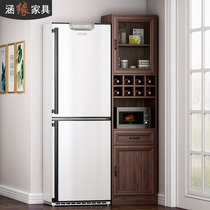 Culvert edge Nordic deep walnut wine cabinet sideboard integrated high cabinet living room multi-function locker customization