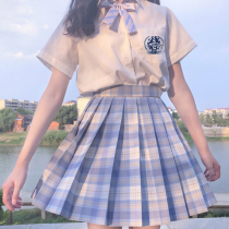 JK uniform summer student college style suit female school uniform short sleeve ice cream lattice skirt genuine pleated skirt full set