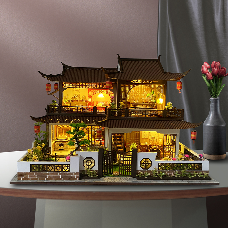 Meidai diy キャビン西渓華健アンティーク木造住宅手作り組み立ておもちゃの建物モデルヴィラ