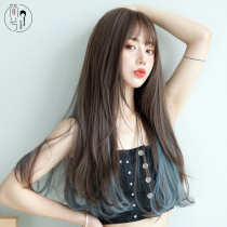 Jane Xi wig female long curly hair net red temperament dyed long straight hair hanging ears from natural realistic wig cover