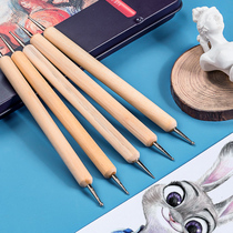 Color lead indentation Pen press line Pen waterless pen 5 sets model painting line point flower pen drill pen brush thread pen pottery white hand painting sludge works decoration origami art painting