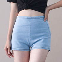 European and American high-waisted denim shorts women wear a thin hip outside the summer a-word elastic tight base hot pants