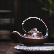 Yixing Zisha Teapot Famous handmade Kung Fu tea set Teapot beam curved teapot Happy eyebrow inlaid imitation old teapot