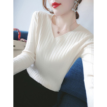 White Jersey Undershirt Woman Spring Autumn Ocean hitches 2022 New long sleeves Slim Sweaty Sweater Blouse Blouse