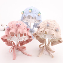 Baby hat autumn and winter infants 0-3-6 months cotton princess hat cute super cute girl baby wool hat