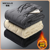 Winter men's cotton pants plus velvet padded warm extra-thick pants wear lamb wool one-piece velvet non-pilling pants
