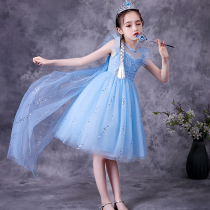  Girls summer 2021 thin Western style net red explosive mesh dress ice and snow children Aisha princess skirt female