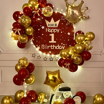 Chinese style red birthday party birthday birthday poster balloon baby happy decoration boys and girls children