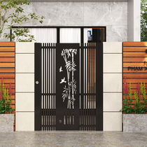 New Chinese Iron Art Courtyard Door Single Double Open Villa Yard Gate Kindergarten School Gate Stainless Steel Fence Gate