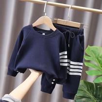 Children's fashion sports suit for boys and girls 2021 spring and autumn new Korean version of baby children foreign style baby two-piece set