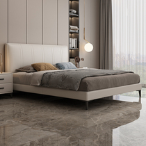 Pimas modern minimalist small apartment leather art bed light luxury high-end solid wood Italian soft bag bed bedroom double bed