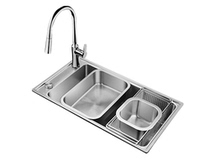 Olin sink single tank package stainless steel kitchen sink with bench control CS415 with pull-out faucet