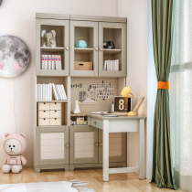 Fu Yu children's corner desk bookcase combination home desk children writing desk chair study desk bookcase integrated