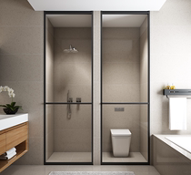 Shower room tempered glass door-anti-slip easy to clean offline same wet and dry separation partition