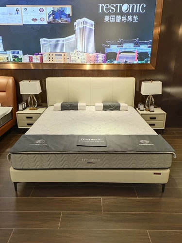 Каркас кровати из американской кружевной кожи RT878 + матрас Grand Hyatt из воловьей кожи Napa, современная простая легкая роскошная минималистичная двуспальная кровать