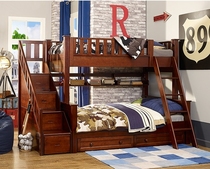 Ximengbao Curry Series childrens bed solid wood mother bed Pine High and low bed Prince George step ladder