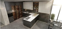 I Le whole house custom 3 meters to the cabinet 3 meters quartz stone countertop 2 0CM thick monochrome 1 meter wall cabinet 1 5CM