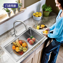 Moen stainless steel sink set single tank filter Basin kitchen pull faucet chrome plated