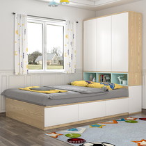 Fufu modern simple Nordic Nordic 1 35 tatami with closet bed integrated storage single bed 1 5 m double bed