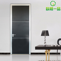 Oge Yipin new ecological wooden door aviation aluminum alloy material black embossed indoor bedroom door set custom