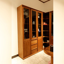 Nordic e home three-door bookcase 133*40 * 215CM black walnut deposit