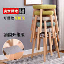 Creative Stool Home Solid Wood Dining Stool Makeup Stool Soft Sitting Dresden Square Stool Fashion Cloth small stool QTG5NR