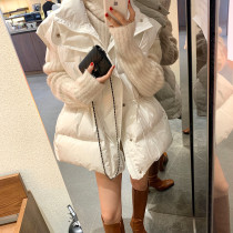 Korean Down Cotton Cotton Liarka Woman thickened in winter loose drawing and waist wearing a Puffy Bread Costume Warm coat