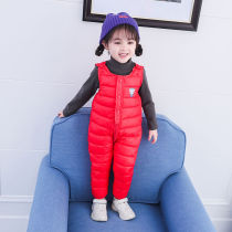 New promotion Winter Childrens down cotton pants baby baby trousers Boys Girls open file thick jumpsuit