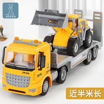 Children bulldozer forklift excavator transport vehicle engineering vehicle set simulation model boy flatbed trailer toy