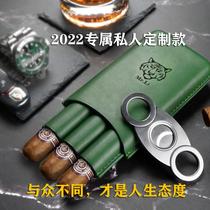 Cuban Cigar Moisturizing Leather Case Portable Three-Piece Pack With Cigar Cutter Gift Box Cigar Cutter Set