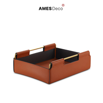 AMEX model room wardrobe contrast color leather storage tray Womens retro court style single-layer storage rack