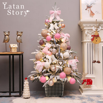Christmas decorations Pink 1 2 m Christmas tree Home desktop luminous decorative window small ornaments with lights