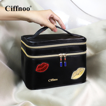 Household cosmetic bag female portable cute ins Wind Super fire large capacity travel portable double storage box with mirror